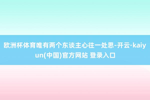 欧洲杯体育唯有两个东谈主心往一处思-开云·kaiyun(中国)官方网站 登录入口
