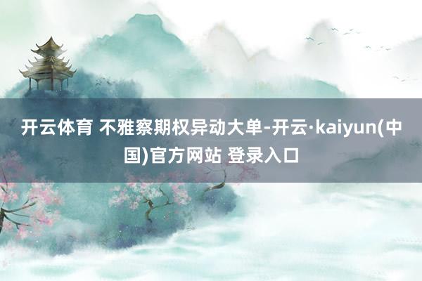 开云体育 不雅察期权异动大单-开云·kaiyun(中国)官方网站 登录入口