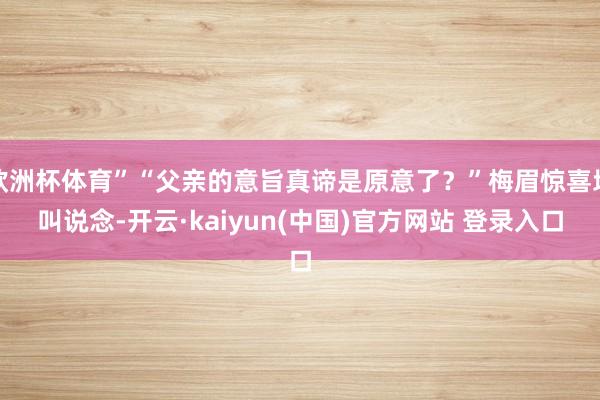 欧洲杯体育”“父亲的意旨真谛是原意了？”梅眉惊喜地叫说念-开云·kaiyun(中国)官方网站 登录入口
