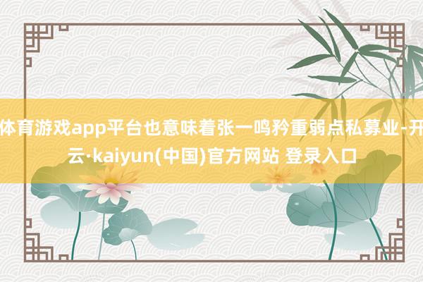 体育游戏app平台也意味着张一鸣矜重弱点私募业-开云·kaiyun(中国)官方网站 登录入口