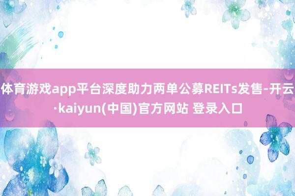 体育游戏app平台深度助力两单公募REITs发售-开云·kaiyun(中国)官方网站 登录入口