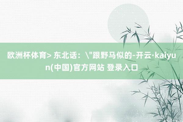 欧洲杯体育> 东北话: