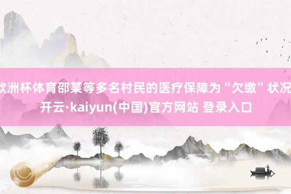欧洲杯体育邵某等多名村民的医疗保障为“欠缴”状况-开云·kaiyun(中国)官方网站 登录入口